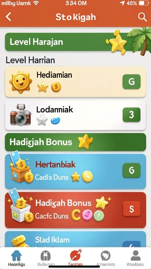 Sistem reward yang memberikan bonus menarik setelah setiap level.