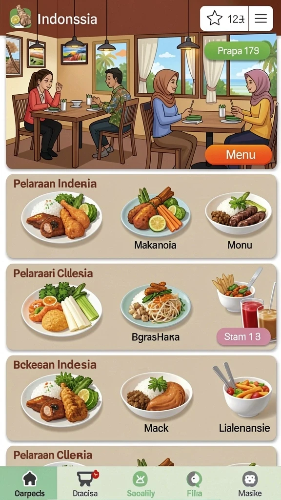 Tampilan karakter yang beragam dan menarik.