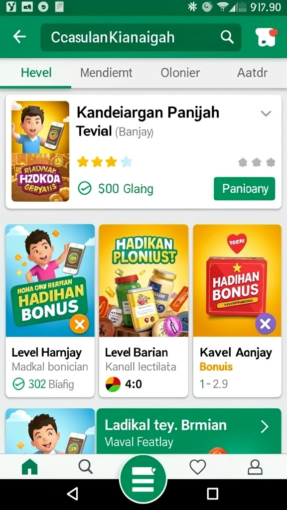 Berbagai pilihan permainan yang tersedia.
